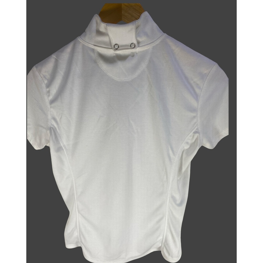 Romfh Equestrian Show Shirt Womens White CoolMax Short Sleeve Quarter Zip Size 2 - Picture 4 of 8